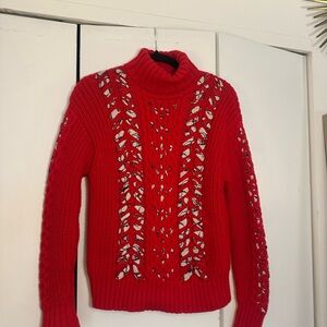 Jason Wu Red Interlocking Turtleneck Sweater